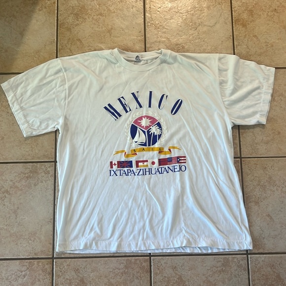Vintage 50/50 Single Stitch Sail MEXICO Vacation T-shirt White, Sz XL - Picture 1 of 11